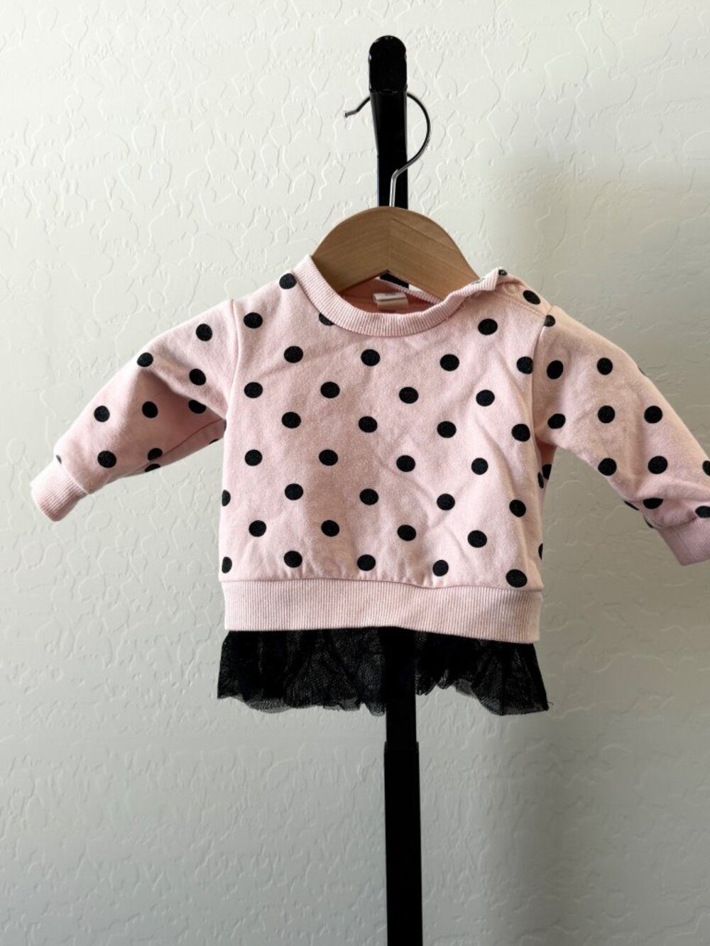 Tucker + Tate Baby Girls Pink Polka Dot Ruffle Peplum Sweatshirt Size 3m